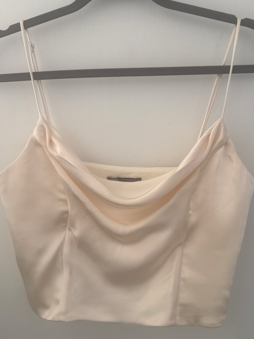 Zara Ivory Satin Cowl Neck Camisole